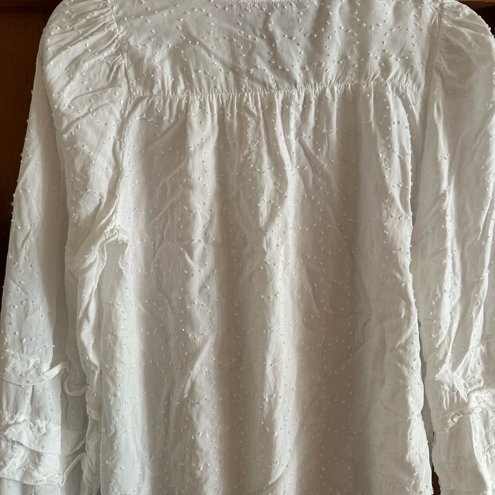 LOFT Women's White Ruffle Peasant Blouse Sz XS - Picture 8 of 8